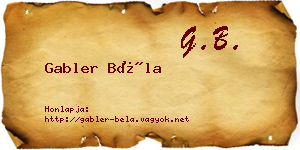 Gabler Béla névjegykártya